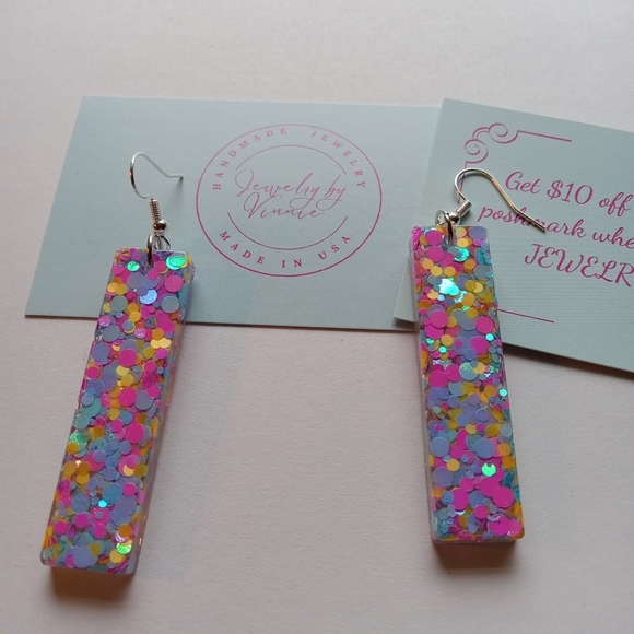 Hand Crafted Jewelry - Hand Crafted Multicolor Confetti Earrings